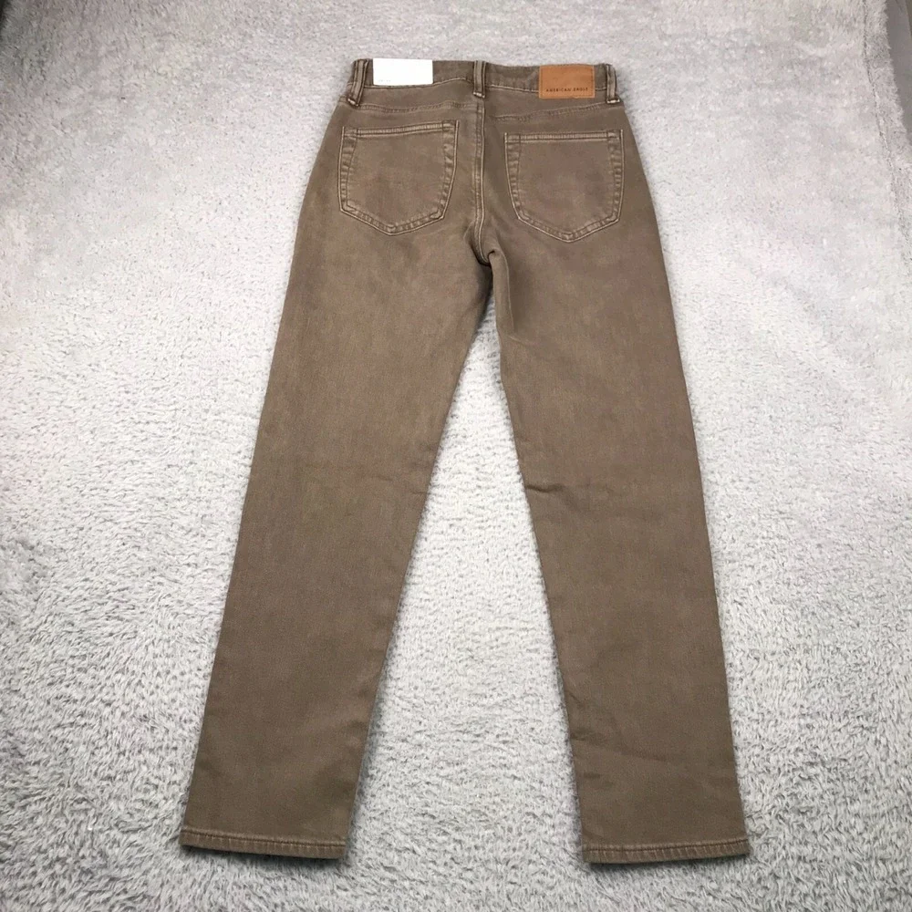 American Eagle Jeans Mens 26x30 Brown Slim Straight Easy Flex Stretch Denim NEW